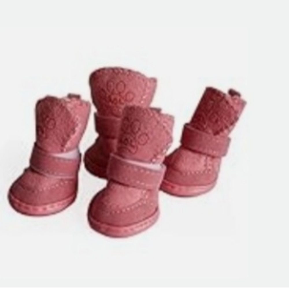 NEW PINK SNOW BOOTS w/SHERPA LINING FOR PUPPIES OR DOGS SIZE SMALL